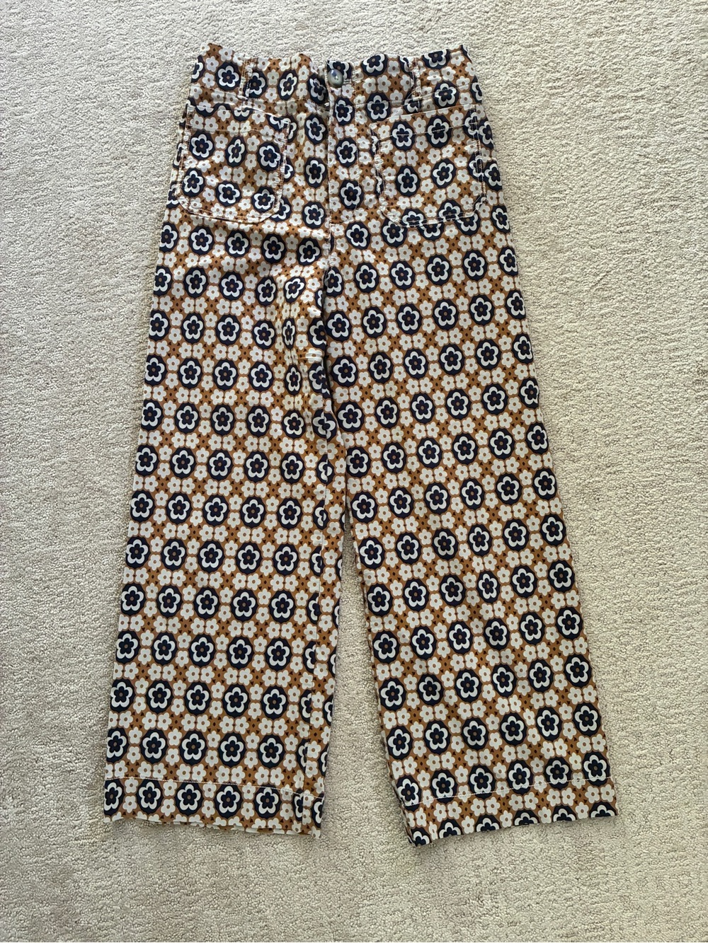 Anthropologie Maeve Colette Cropped Wide-Leg Pants — Black & Tan Floral - Picture 3 of 4